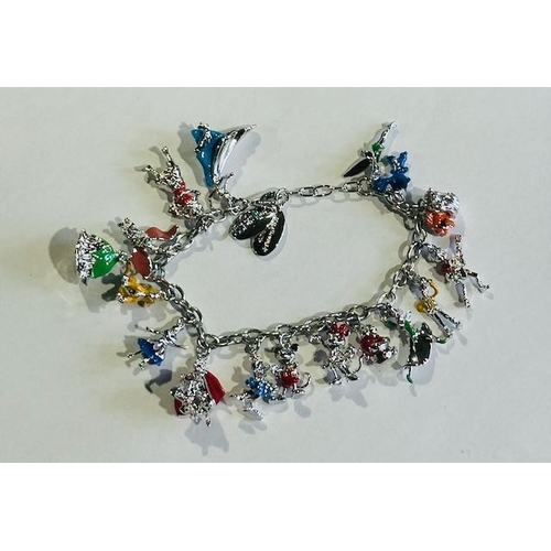 1011 - The Bradford Exchange Disney 100 Hand Crafted Stainless Steel Charm Bracelet With 17 Sculpted Disney... 