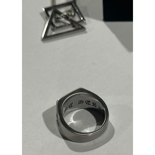 1035 - Gents Cross Ring + Geometric Pendant Necklace