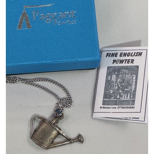 1048 - Pageant Pewter Watering Can Pendant Necklace