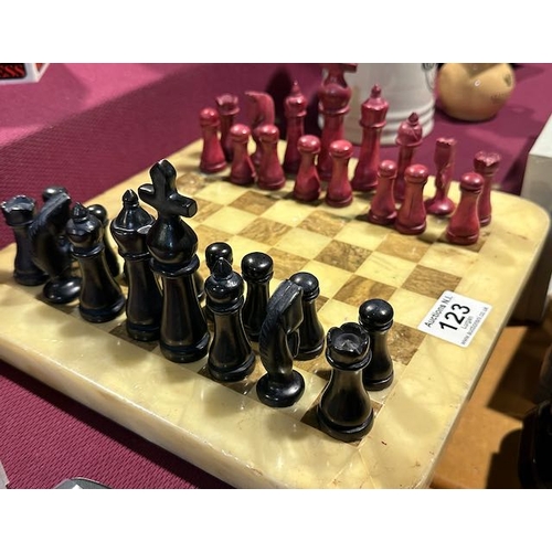 123 - Chess Set on Marble Styled Board