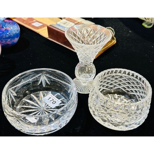 170 - Tyrone Crystal Bowl + Vase + Dublin Crystal Bowl