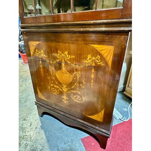 441A - Beautiful Old Inlaid Corner Cabinet