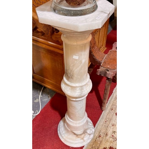 443 - Tall Heavy Marble Plinth with Large Contemporary Vase