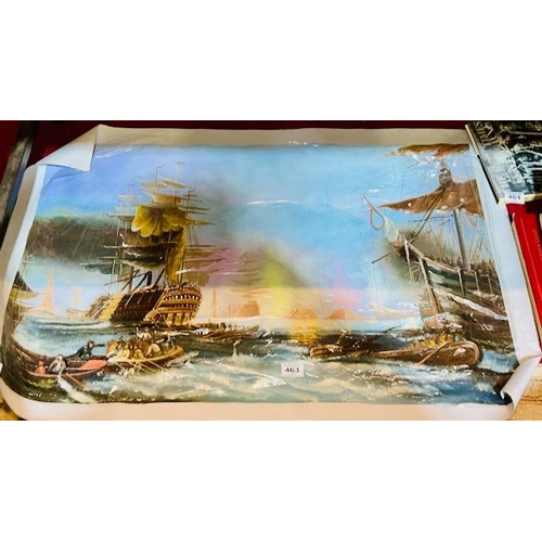 463 - Large Oiliograph of Vintage Ship Scene