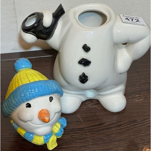 472 - Cardew Christmas '92 Snowman Teapot