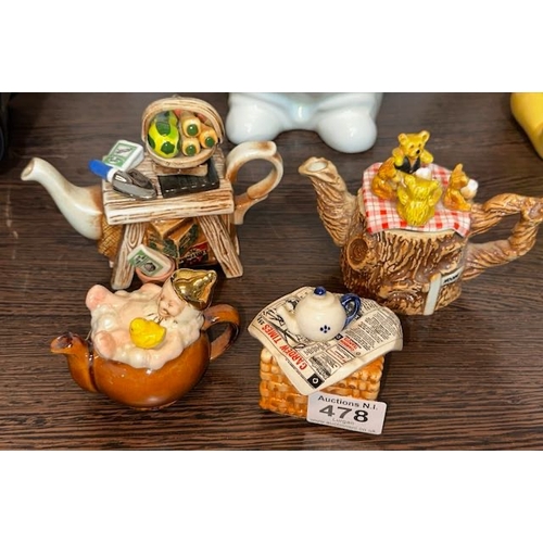 478 - Mini Cardew Teapot x3 + Trinket Box