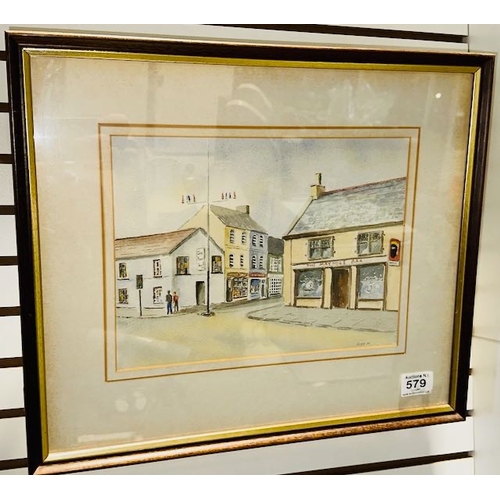 579 - Framed Alex K Water Colour - Holywood Street View