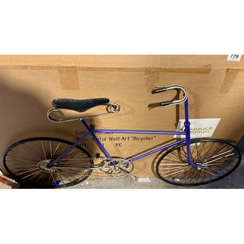 779 - Large Metal Purple Bicycle Wall Art (2050545)