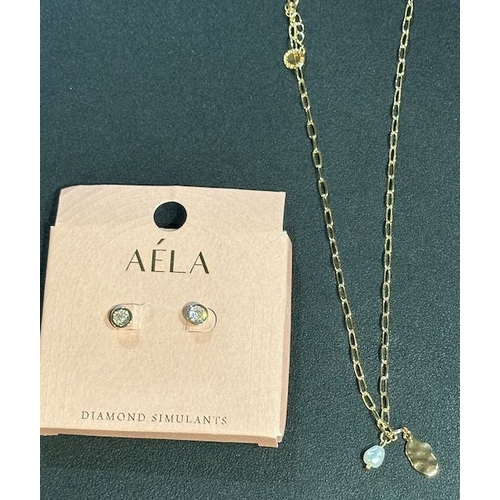 1117 - French Connection Necklace + Aéla Diamond Simulants Stud Earrings