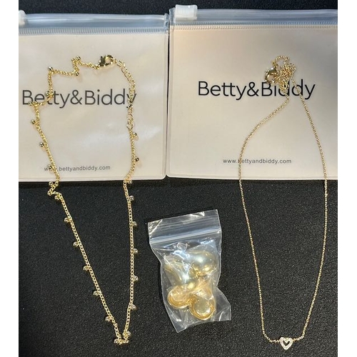 1135 - Betty & Biddy Ball Necklace & Heart Pendant Necklace + Statement Heart Earrings