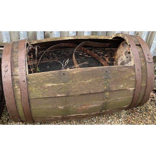 22C - Pair Of Full Sized Oak Whisky Barrels With Cut Out For Planter