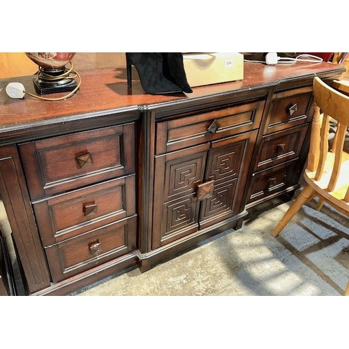 318 - Darkwood 5 Drawer Chest of Drawers With Matching Sideboard