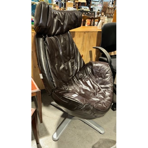 358 - PCL Brown Leather Swivel Chair