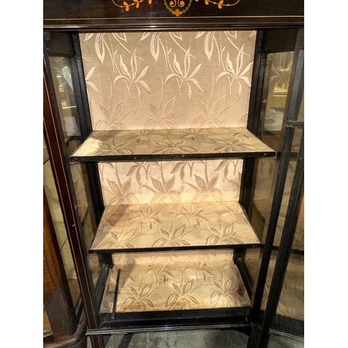 381 - Antique Inlaid China Cabinet With Key