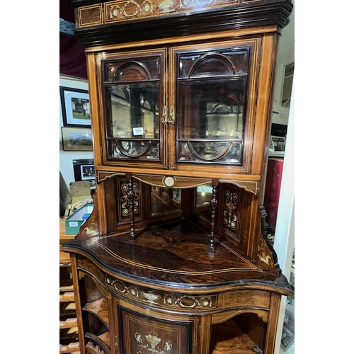 389 - Beautiful Antique Rosewood Inlaid Corner Cabinet