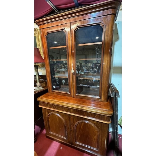 412 - Antique Walnut Glazed Library Bookcase