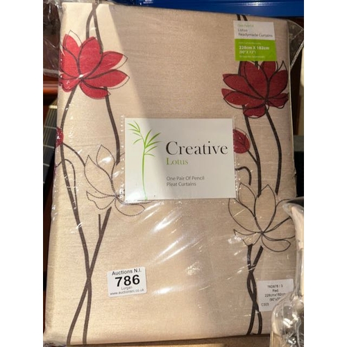 786 - Creative Lotus Pencil Pleat Curtains 90x72