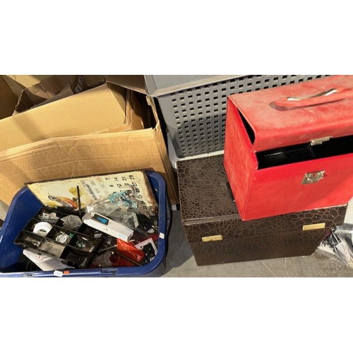 813 - Lp Case, Single Case + Mixed Tub Of Hardware Etc