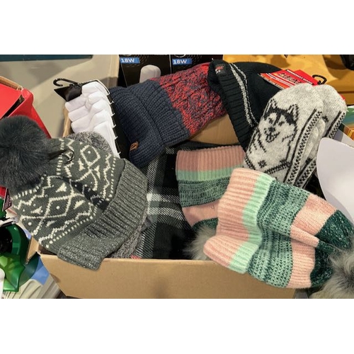 816 - Box Of Assorted Unused Winter Woolies Incl Hats, Gloves Etc