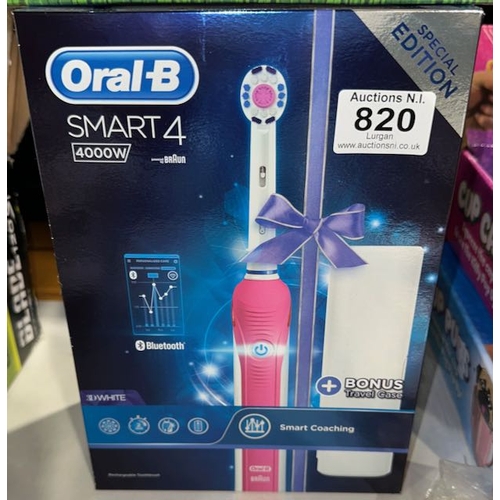 820 - Oral B Smart 4 Special Edition Rechargeable Toothbrush With Travel Case - Sealed