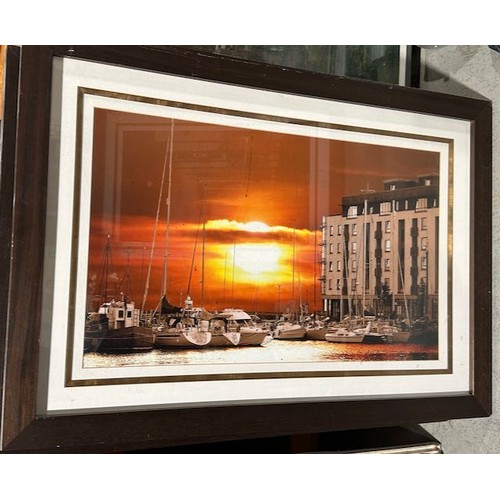 84 - 3 x Large Framed Sunset Scenes  Incl Galway Bay- Appx 3'4 x 2'4 Each