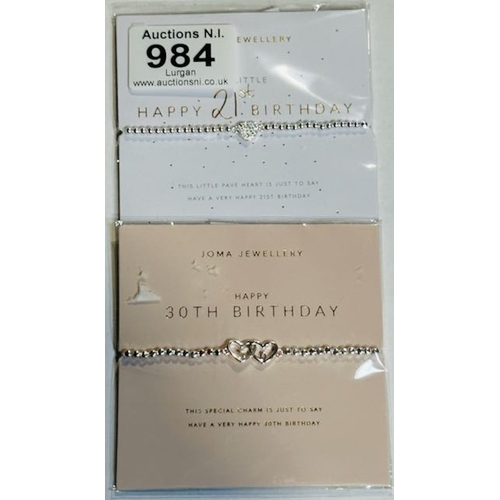 984 - Joma Jewellery A Little Happy 21st + 30th Birthday Bracelets RRP £36