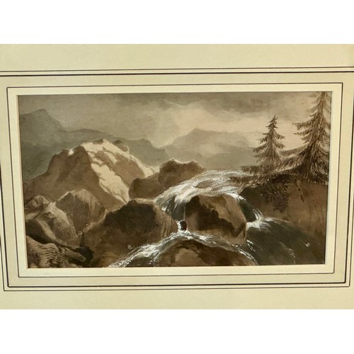 514 - Gilt Framed Watercolour, Waterfall in Mountains, By Herbert Chipp N.W.S. + S.S. Circa 1870. 20