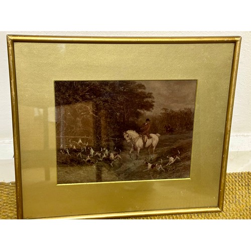 519 - Framed Franz Hanfstaengl Hunting Scene Lithograph 15