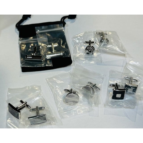 1144 - 9 x Pairs of Gents Cufflinks + 2 x Tie Clips