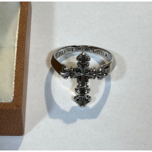 1149 - Mysticum Luna Lament Cross Ring RRP£35 + Cross Quote Ring