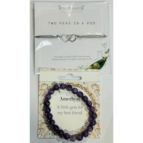 1167 - Two Peas in A Pod Best Friends Bracelet + Amethyst Bracelet A Little Gem for my Best Friend Bracelet