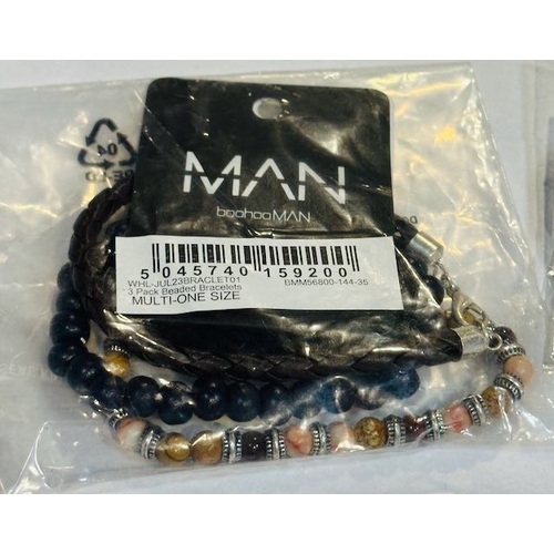 1170 - BooHoo Man 3Pack Beaded Bracelet + Knot Braided Bracelet