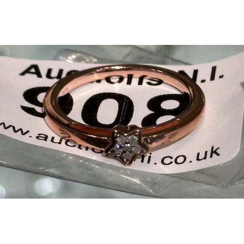 908 - Silver Rose Gold Plated Star Ring