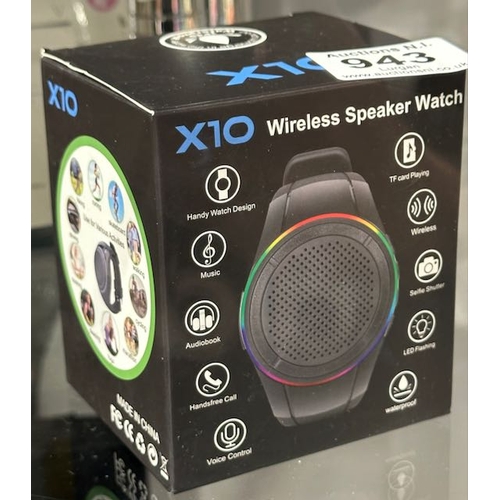 943 - X10 Wireless Speaker Watch - Boxed