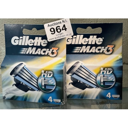 964 - 2 x 4pk Gillette Mach 3 Blades