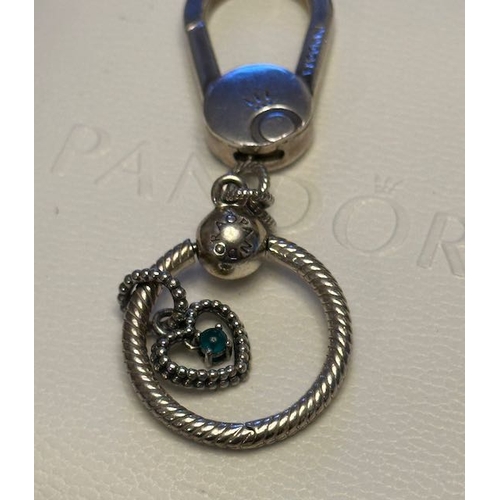 1037 - Pandora Moments Bag Charm Holder with Heart Birthstone May Pendant