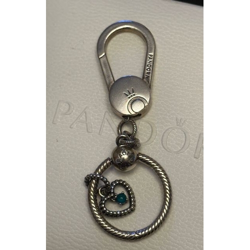 1037 - Pandora Moments Bag Charm Holder with Heart Birthstone May Pendant
