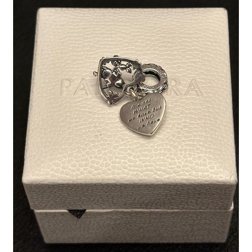 1046 - Pandora Disney Winnie the Pooh & Piglet Double Dangle Charm 'It's Not What We Have But Who We Have'