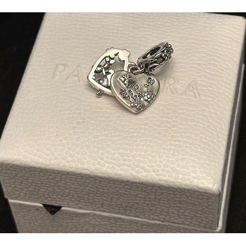 1046 - Pandora Disney Winnie the Pooh & Piglet Double Dangle Charm 'It's Not What We Have But Who We Have'