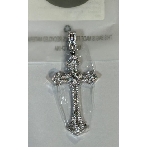 1001 - Cernucci Iced Baguette CZ Cross Over Cross Pendant