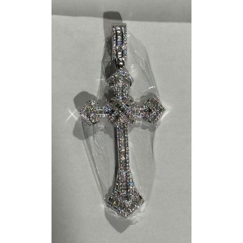 1001 - Cernucci Iced Baguette CZ Cross Over Cross Pendant