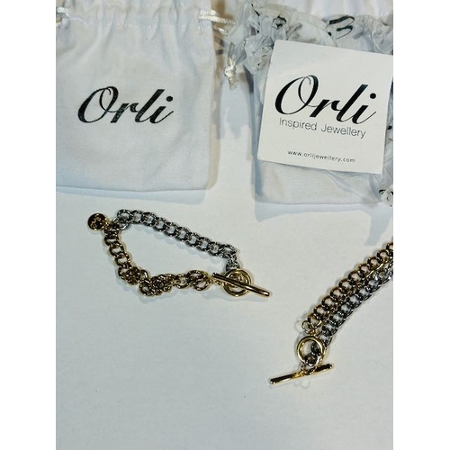 1018 - Orli Jewellery Tow Tone T Bar Necklace & Bracelet