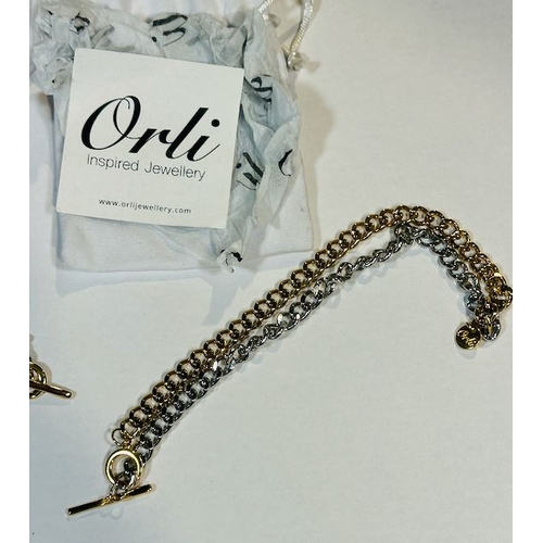 1018 - Orli Jewellery Tow Tone T Bar Necklace & Bracelet