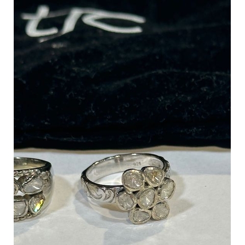 1033 - Silver Floral Anxiety Ring + Another