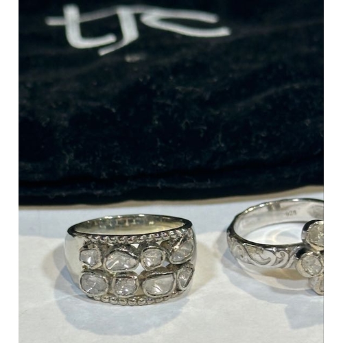 1033 - Silver Floral Anxiety Ring + Another