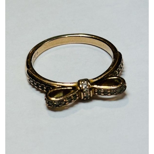 1168 - Pandora Gold Plated Bow Ring