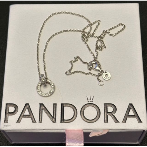 1061 - Pandora Double Circle Pendant Necklace