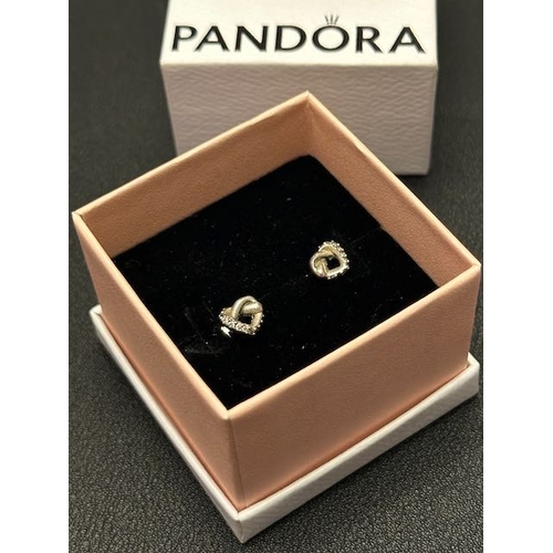 1081 - Pandora Knotted Hearts Stud Earrings