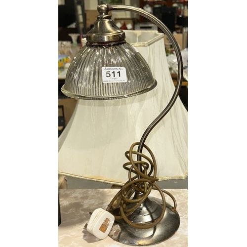 511 - Vintage Lamp With Glass Shade