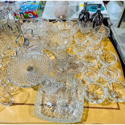 794 - Large Table Lot Of Vintage & Modern Glassware Incl Cranberry & Murano Style